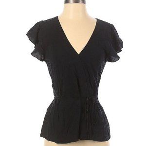 J. By J. Crew Black V-Neck Short Sleeved Blouse - Size 2